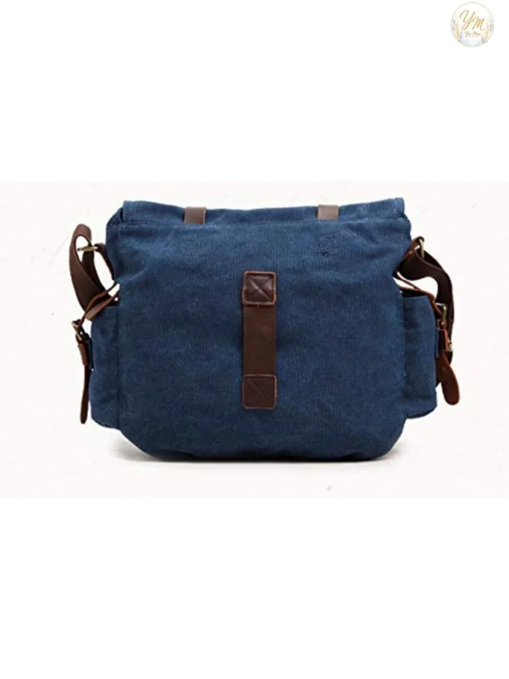Vintage Military Canvas Leather Messenger Laptop Bag 14.7